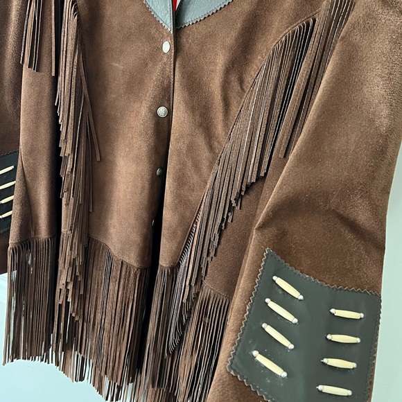 NWT VTG LARIAT Suede Leather Jacket Fringed and beaded Western 2XL RARE! Indian - Picture 7 of 11